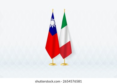 Taiwan and Italy Flags Side by Side, Symbol of International Partnership. Illustration symbolizes diplomacy, partnership, and international cooperation between the two nations.