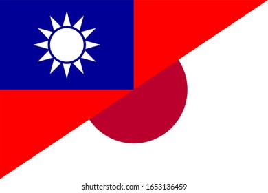 taiwan and japan flag. vector background