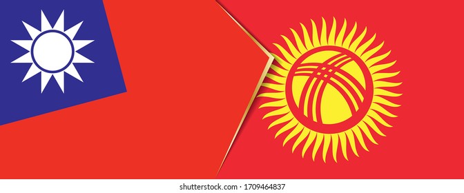 Taiwan and Kyrgyzstan flags, two vector flags symbol of relationship or confrontation.
