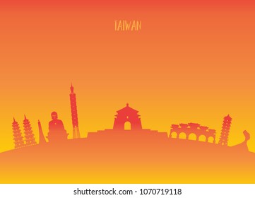 Taiwan Landmark Global Travel And Journey paper background. Vector Design Template.used for your advertisement, book, banner, template, travel business or presentation.