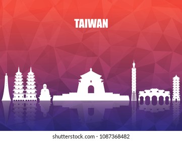Taiwan Landmark Global Travel And Journey paper background. Vector Design Template.used for your advertisement, book, banner, template, travel business or presentation.