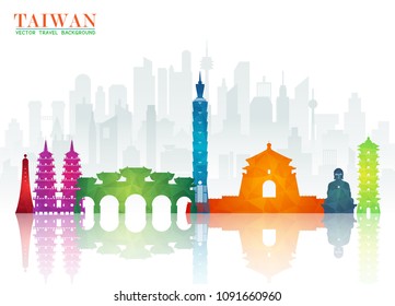 Taiwan Landmark Global Travel And Journey paper background. Vector Design Template.used for your advertisement, book, banner, template, travel business or presentation.