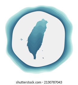 Taiwan logo. Badge of the country. Layered circular sign around Taiwan border shape. Elegant vector illustration.