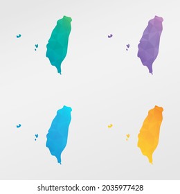 Taiwan Low Poly Map Clip Art Design. Ícono nacional gráfico de polígono geométrico. Símbolo de ilustración vectorial.
