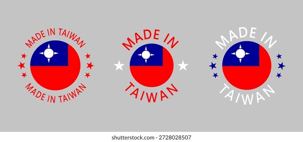 Taiwán Hecho en sello en círculo con bandera sobre fondo blanco