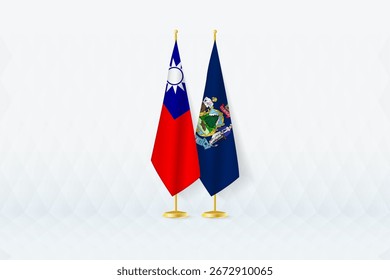 Taiwan and Maine Flags Side by Side, Symbol of International Partnership. Illustration symbolizes diplomacy, partnership, and international cooperation between the two nations.