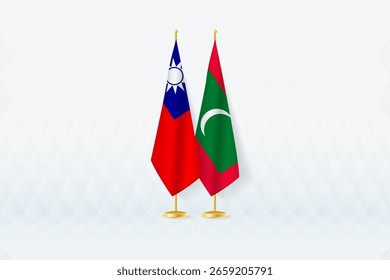 Bandeiras de Taiwan e das Maldivas lado a lado, símbolo da parceria internacional A ilustração simboliza diplomacia, parceria e cooperação internacional entre as duas nações.