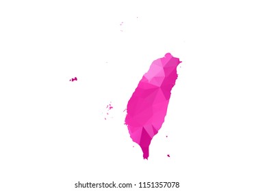 taiwan Map - Abstract geometric rumpled triangular low poly style gradient graphic on white background , line dots polygonal design for your. Vector illustration
