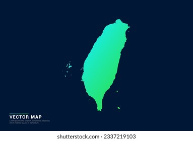 Mapa taiwanés del concepto azul gradiente abstracto con el vector de efecto luz de la tecnología.