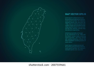 taiwan map. Abstract mash line and point scales on dark background . 3D mesh polygonal network line, design sphere, dot and structure. Vector illustration eps 10.