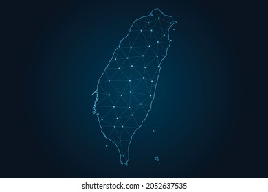 taiwan map , Abstract mash line and point scales on dark background for your web site design map logo, app, ui,Travel. Vector illustration eps 10.