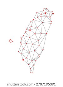 Mapa de Taiwan. Mapa de polígono abstrato - pontos de conexão linhas de malha de Taiwan.
