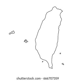 The Taiwan map of black contour curves of vector illustration