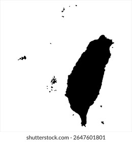 Taiwan Map - black World Map International vector template with High detailed isolated on white background - Vector