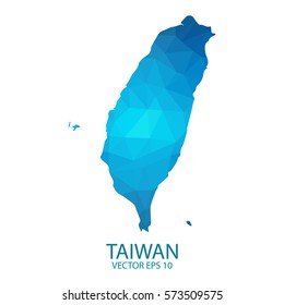 Taiwan map - blue geometric rumpled triangular low poly style gradient graphic background , polygonal design for your . Vector illustration eps 10.
