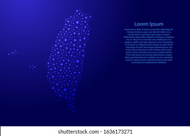 Taiwan map from blue and glowing space stars an abstract concept geometric shape. Vector illustration. 