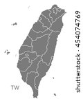 Taiwan Map with counties grey