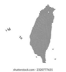 Taiwan, map country from futuristic concentric black circles