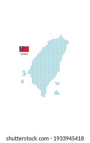 Taiwan map design blue circle, white background with Taiwan flag.