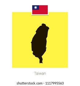 Taiwan map design with flag and yellow background vector