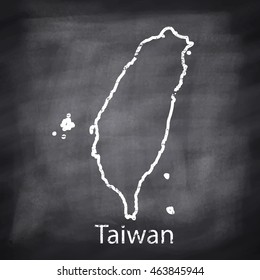 Taiwan map drawn with chalk on blackboard background