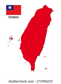 mapa de Taiwán con bandera