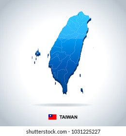 Taiwan map and flag - High Detailed Vector Illustration