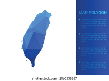 Taiwan map in geometric blue polygonal style modern design on white background. Vector illustration map in geometric blue polygonal style modern design on white background. Vector illustration.