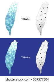Taiwan map in geometric polygonal style. Abstract gems triangle.