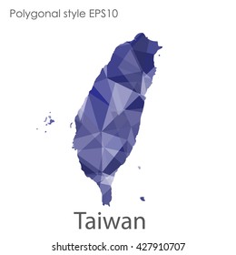 Taiwan map in geometric polygonal style.Abstract gems triangle,modern design background.