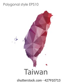 Taiwan map in geometric polygonal style.Abstract gems triangle,modern design background.