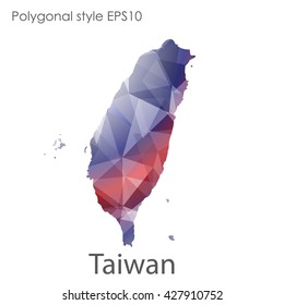 Taiwan map in geometric polygonal style.Abstract gems triangle,modern design background.