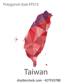 Taiwan map in geometric polygonal style.Abstract gems triangle,modern design background.