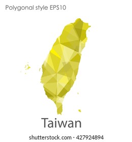 Taiwan map in geometric polygonal style.Abstract gems triangle,modern design background.