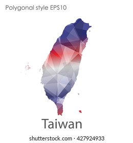 Taiwan map in geometric polygonal style.Abstract gems triangle,modern design background.