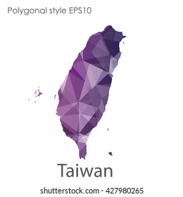 Taiwan map in geometric polygonal style.Abstract gems triangle,modern design background.