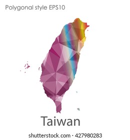 Taiwan map in geometric polygonal style.Abstract gems triangle,modern design background.