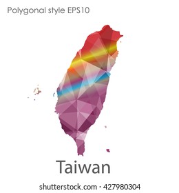 Taiwan map in geometric polygonal style.Abstract gems triangle,modern design background.