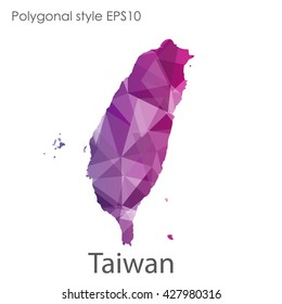 Taiwan map in geometric polygonal style.Abstract gems triangle,modern design background.