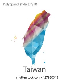 Taiwan map in geometric polygonal style.Abstract gems triangle,modern design background.
