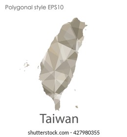 Taiwan map in geometric polygonal style.Abstract gems triangle,modern design background.