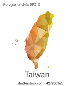 Taiwan map in geometric polygonal style.Abstract gems triangle,modern design background.
