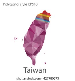 Taiwan map in geometric polygonal style.Abstract gems triangle,modern design background.