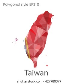 Taiwan map in geometric polygonal style.Abstract gems triangle,modern design background.