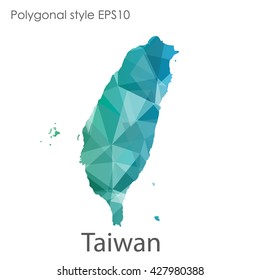 Taiwan map in geometric polygonal style.Abstract gems triangle,modern design background.