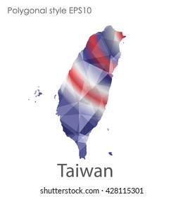Taiwan map in geometric polygonal style.Abstract gems triangle,modern design background.