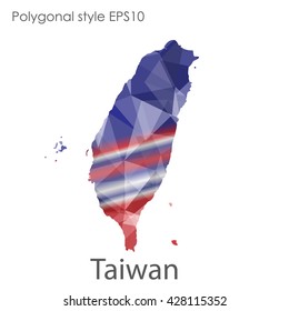 Taiwan map in geometric polygonal style.Abstract gems triangle,modern design background.