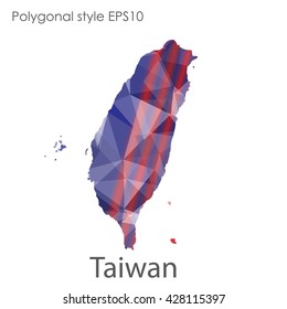 Taiwan map in geometric polygonal style.Abstract gems triangle,modern design background.