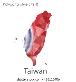 Taiwan map in geometric polygonal style.Abstract gems triangle,modern design background.