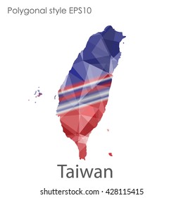 Taiwan map in geometric polygonal style.Abstract gems triangle,modern design background.